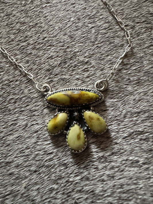 Dainty Palomino Turquoise & Sterling Silver Cluster Necklace￼