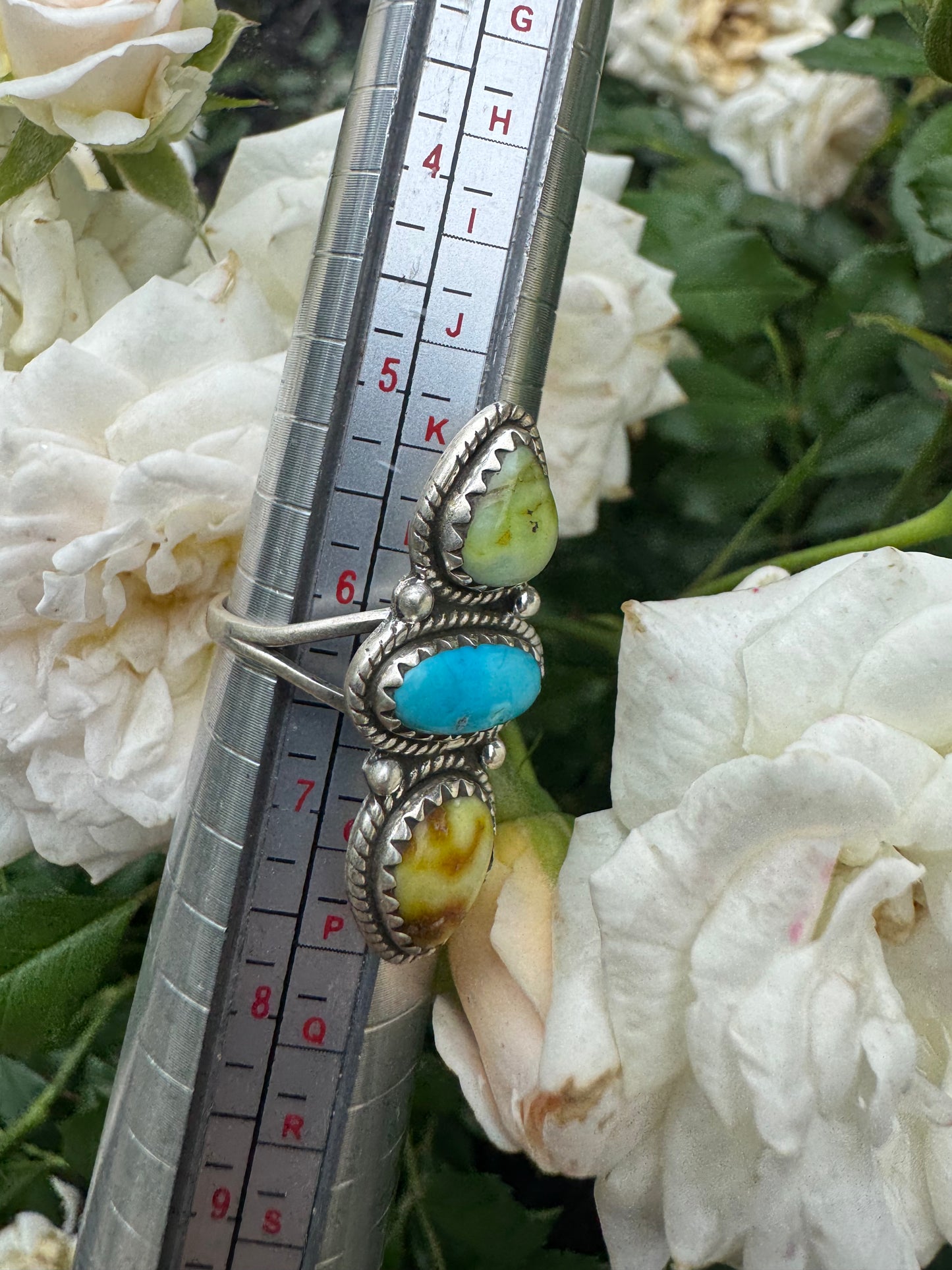 Palomino/Blue Sonoran 3 stone Crawler Ring
