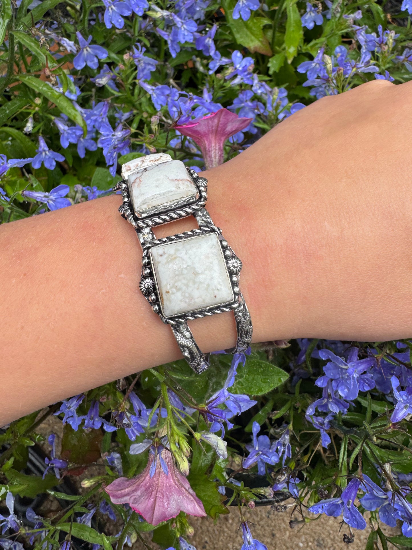 Three Stone Wild Horse Jasper Sterling PLATED Cuff