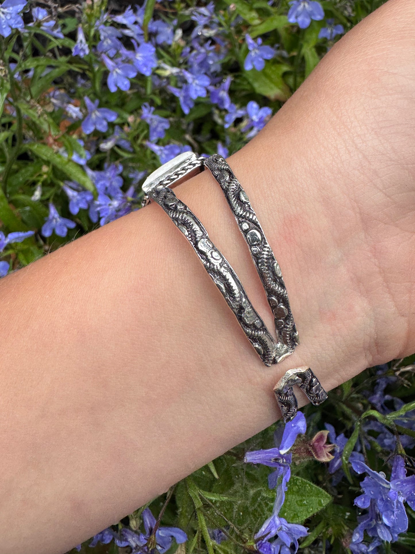 Three Stone Wild Horse Jasper Sterling PLATED Cuff