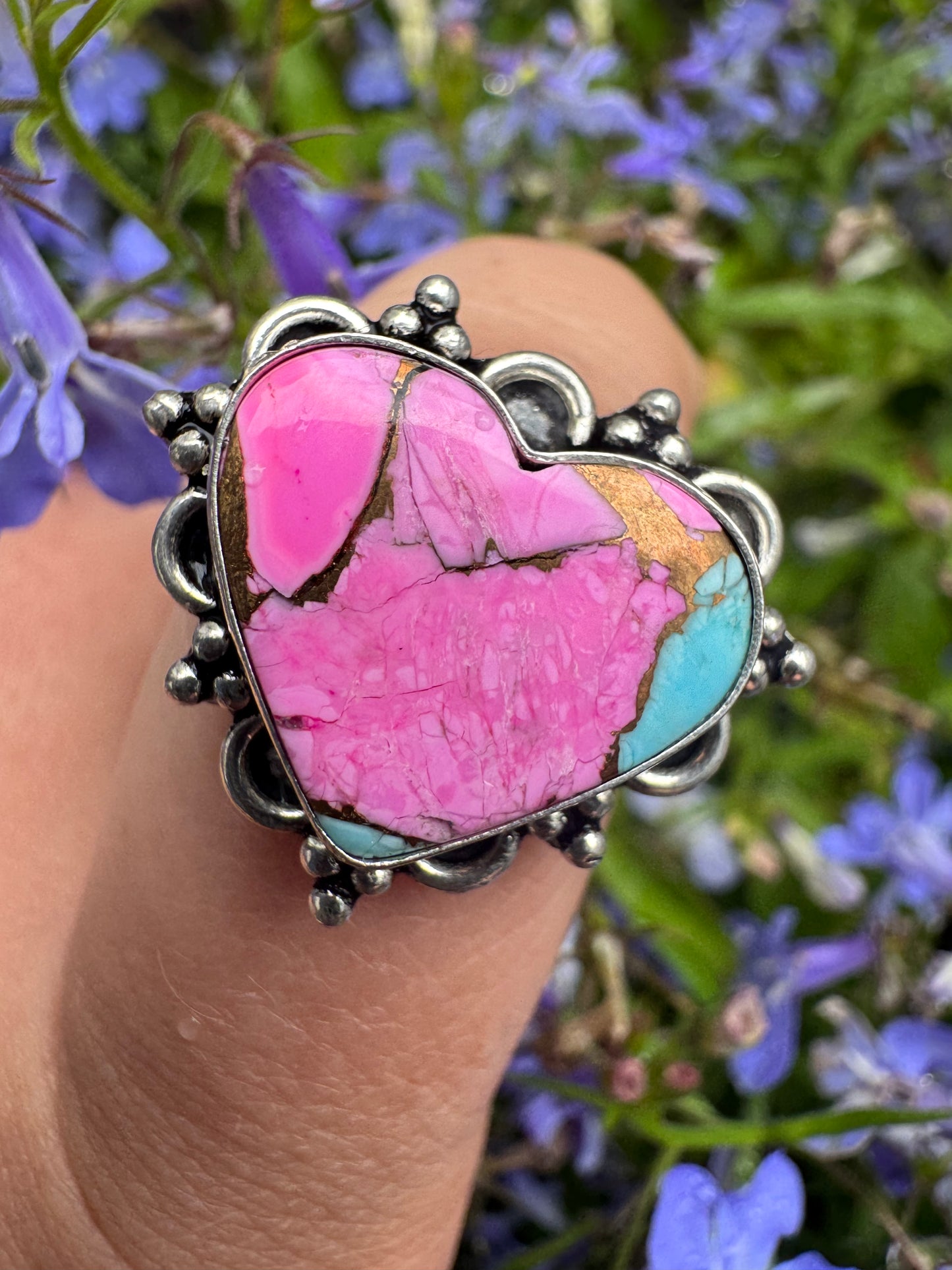 Cotton Candy Turquoise Size 10 Heart Ring