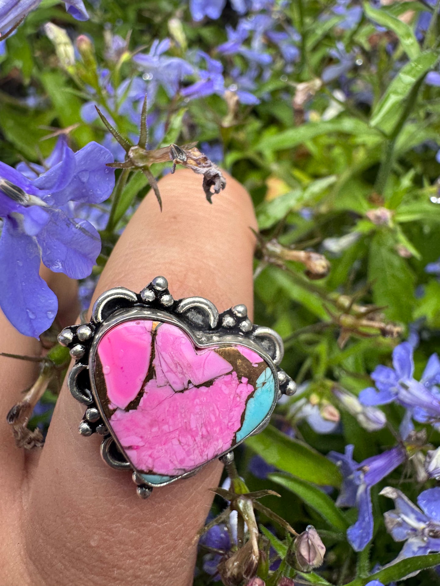 Cotton Candy Turquoise Size 10 Heart Ring