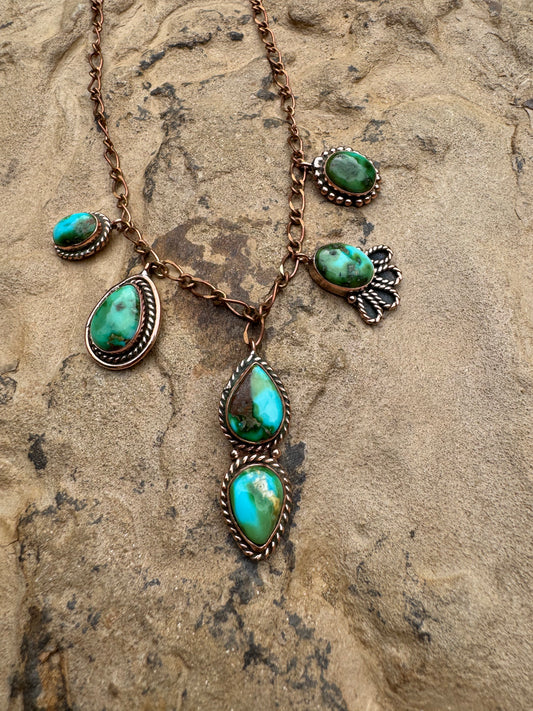 Sonoran Gold Turquoise & Fine Copper Charm Necklace
