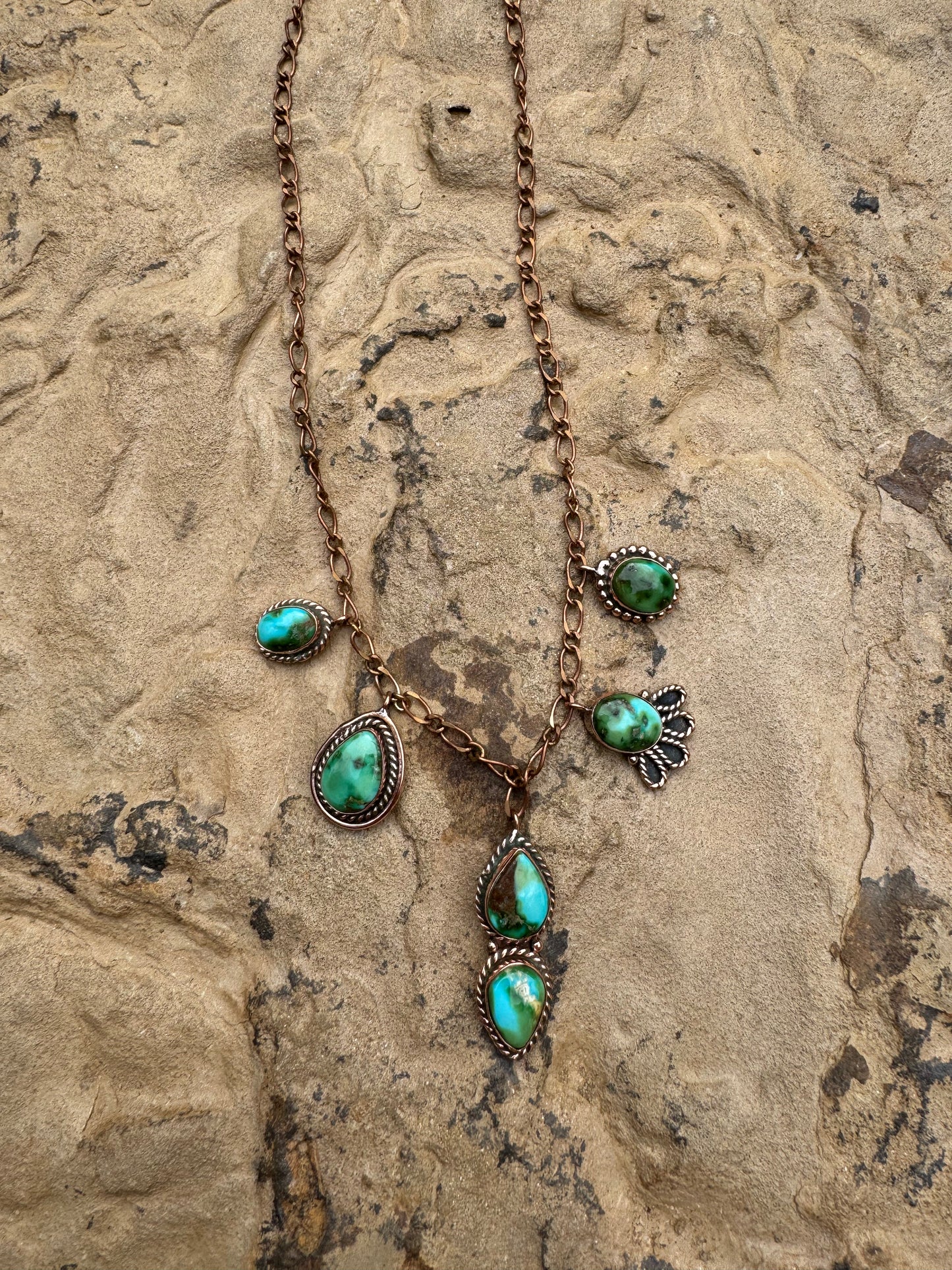 Sonoran Gold Turquoise & Fine Copper Charm Necklace