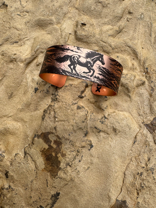 Laser Engraved Horse Cuff