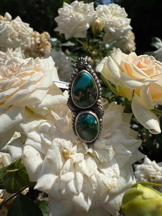 Double Sonoran Gold Turquoise & Sterling Ring