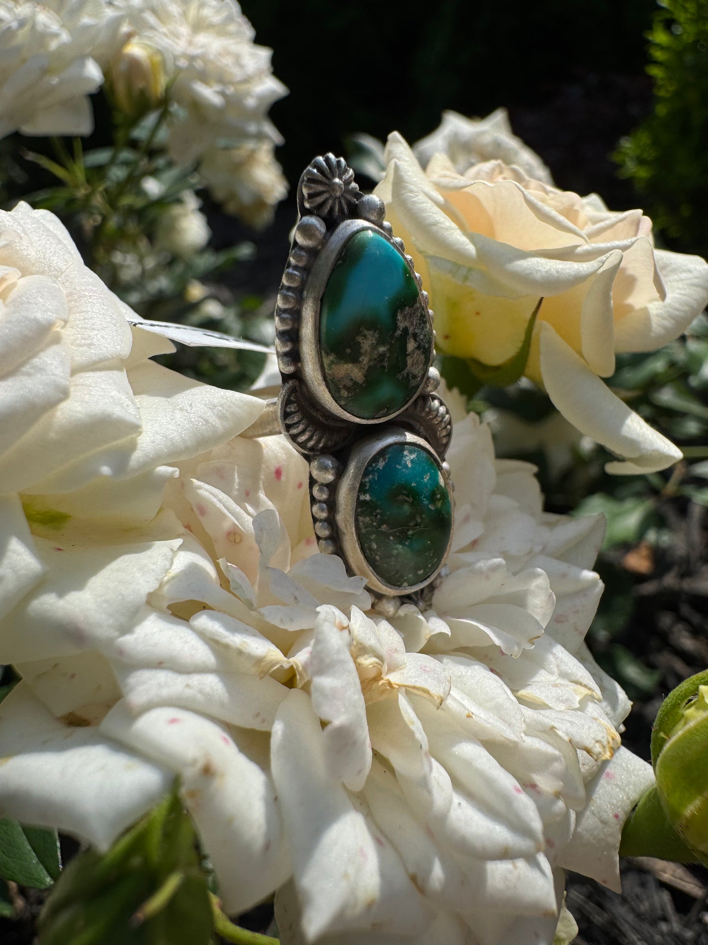 Double Sonoran Gold Turquoise & Sterling Ring