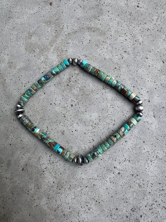 Stretchy Heishi Bead & Sterling Pearl Bracelet
