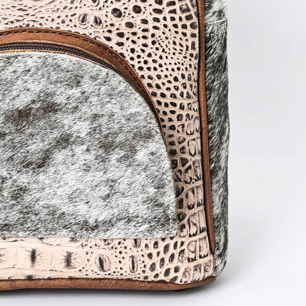 White Croc Cowhide Leather Backpack